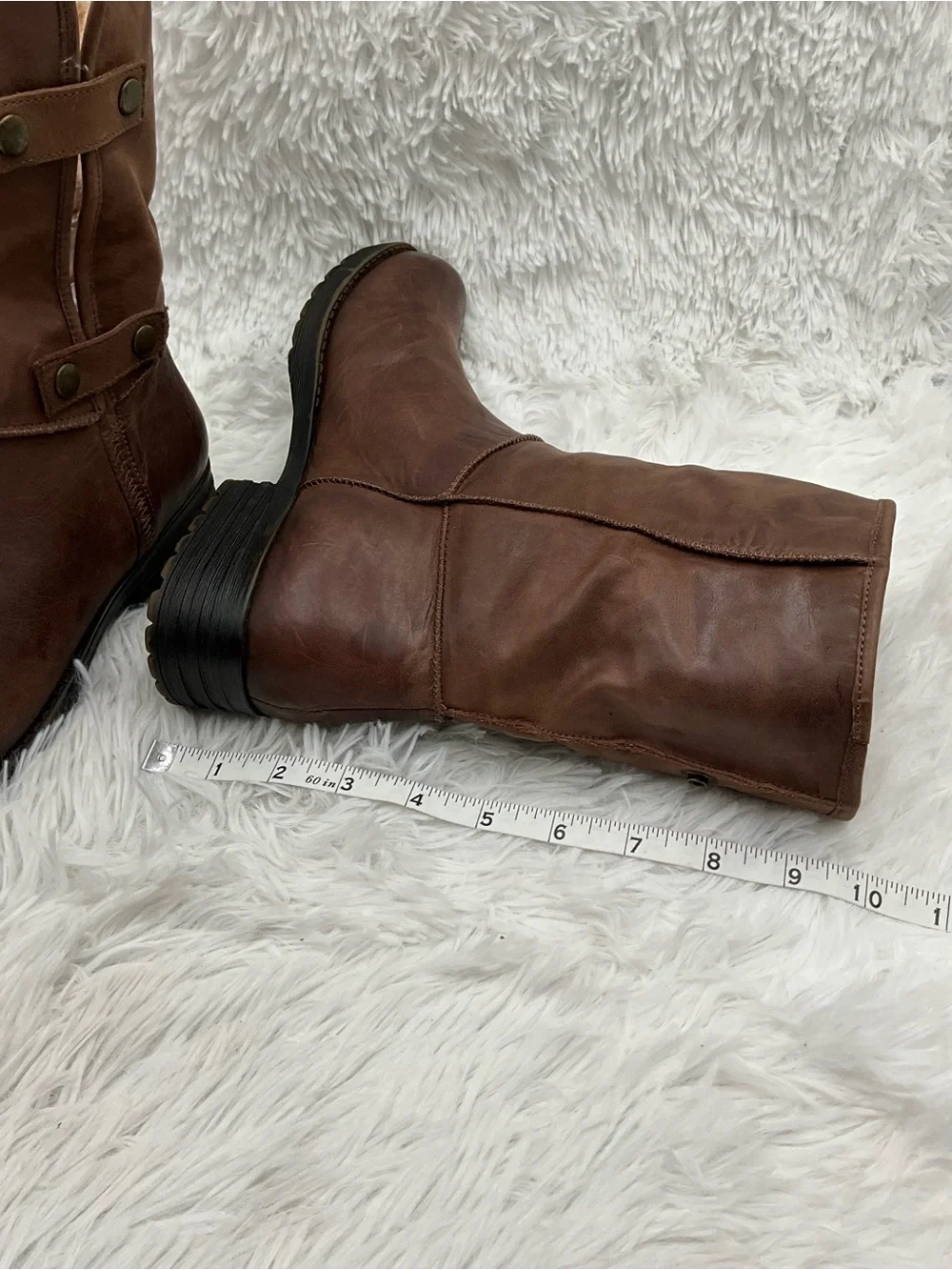 Tara M Boots Size 9 Brown Fold-Over or Worn Up Faux Fur Ankle Boots